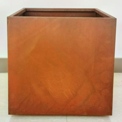 China CLASSIC Large sized outdoor garden Corten Steel Planters Rectangular flower pot for sale