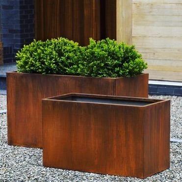 China CLASSIC Corten Steel Outdoor Plant Box Custom Garden Plant Flower Pots Outdoor Box Corten Steel Planter for sale