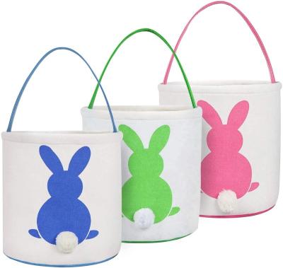 China Great For Easter Celebrate Easter Decoration 2022 Bunny Basket Bags With Handle For Kids Canvas Cotton Gift Egg Carrying Basket And Egg Hunt Bag Easter Toys Easter for sale