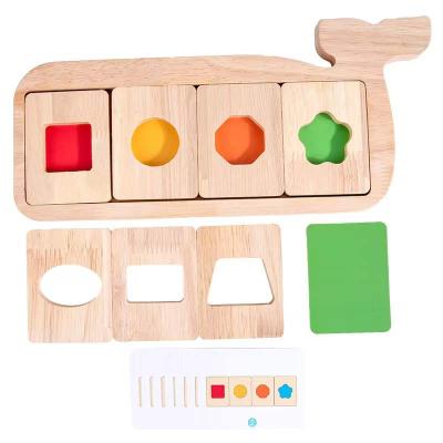 China Eductional Preschool Toys Wooden Puzzle Toy Color Separation Montessori Learning Educational Geometric Match Baby Kindergarten Kindergarten Puzzle for sale