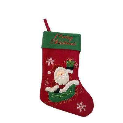 China Europe TaiLai Christmas Velvet Stocking Classic Big Stocking Stitched Santa Snowman Character For Christmas Party Decorations for sale