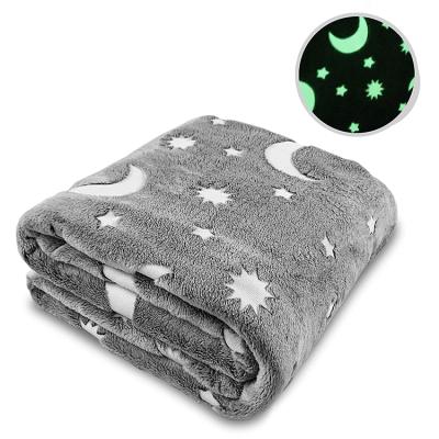 China Glow in the Dark Manufacturing Designer Starry Sky Fleece Glow in the Dark Blanket for Kids for sale