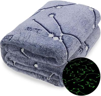 China Glow in the Dark Customized Furry Fleece Plush Glow in the Dark Flannel Blanket for sale