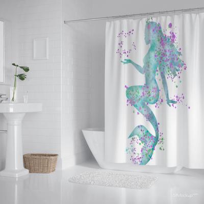 China Sustainable Modern Digital Printing Waterproof Polyester Rust Resistant Bath Shower Curtains for sale