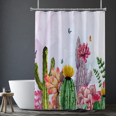 China Factory Direct Sale Viable Bathroom Designers Flower Shower Curtains Set for sale