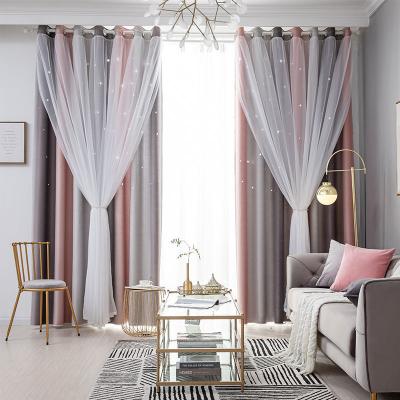 China Roman Curtains Living Room Blackout Tulle Blackout Home Bedroom Double Layer Star Roller Shade Window Curtain for sale