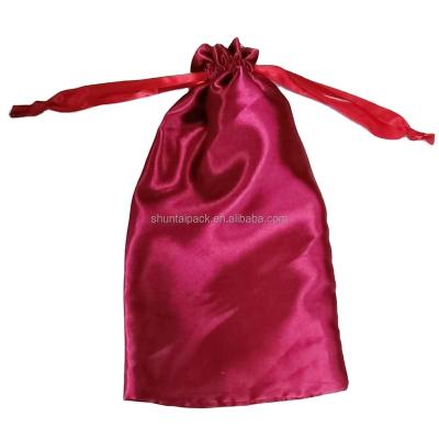 China Custom Luxury Reusable Silk Cosmetic Bag Extension Pouch Silk Drawstring Satin Drawstring Tassel Wig Bags Extension Bag for sale