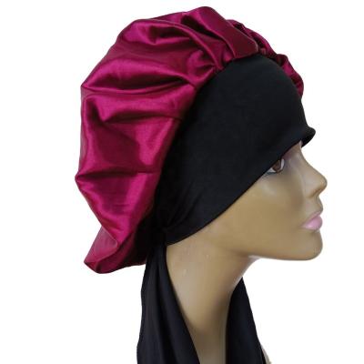 China Eco-Friendly Satin Customize Extra Large Dreadlocks Sleep Cap Tie Adjustable Long Hair Braids Silk Hood for sale