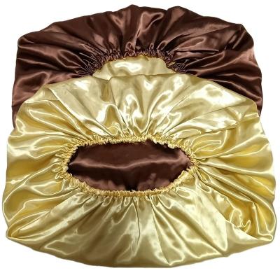 China Luxury Silk Double Folded Colors Pillowcase Elastic Band Braids Hood Sleep Satin Reversible Pillow Covers for sale