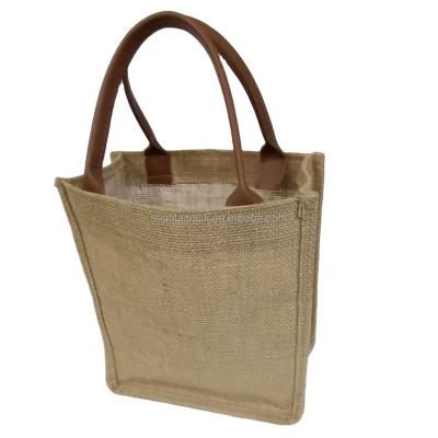 China Eco-Friendly Eco-Friendly Jute Travel Bags Slings Beach Leisure Makeup Cosmetic Shopping Pouch Tote Handle Bags for sale