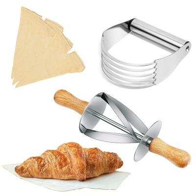 China E-PIN 2PCS Dough Mixer Roller Cutter and Dough Workable Stainless Steel Pastry Utensil Set for sale