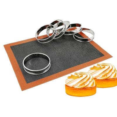 China Sustainable E-PIN Stainless Steel Bakeware Set of 7, French Tart Ring and 7 Mat Baking Set for sale