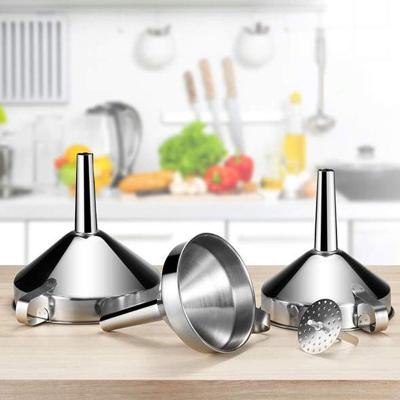 China Sustainable E-PIN 3Pcs Metal Heads Stainless Steel Kitchen Funnel Set for sale