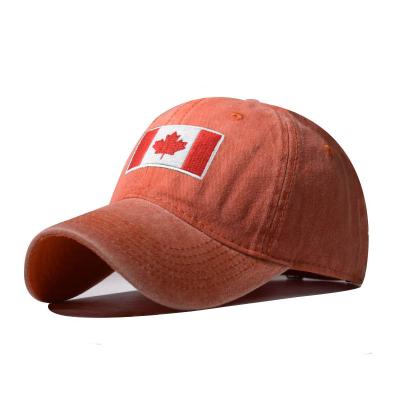 China 6-Panel Embroidery 3d Canada Flag Outdoor Cotton Washed Baseball Cap Dad Hats Casual Hats Hip Hop Hops Hat for sale