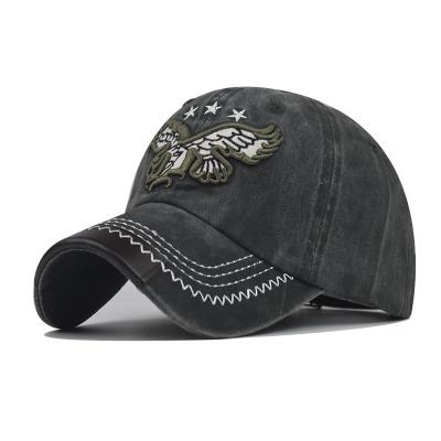 China 6-Panel Hat Summer Cap Flat Hats Outdoor Green Eagle Embroidery Baseball Cap for sale