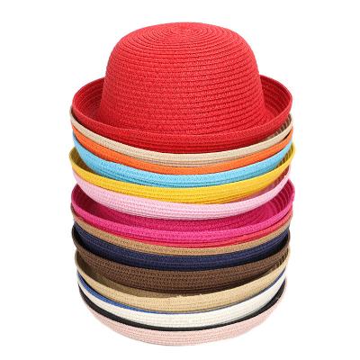 China 2023 Sun Beach Straw Hat 2023 Popular Design Children Summer Adjustable Empty Beach Straw Hat Outdoor for sale