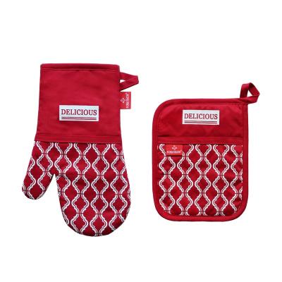 China 2Pcs Soft Kitchen Cooking Heat Resistant BBQ Oven Mitts Microwave Pocket Pot Holder Baking Gloves for sale