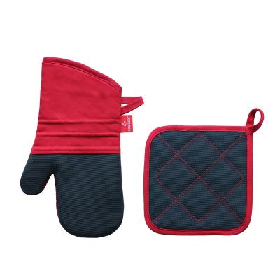 China 2pcs Soft Set Neoprene Cotton Silicone Shell Pad Oven Mitt And Heat Resistant Pot Holder for sale