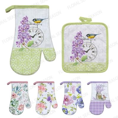 China Soft Multi-design Custom Printed Cooking Tools Insulated Oven Mitts for sale