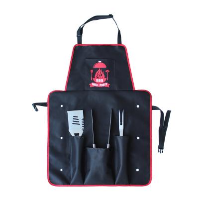 China delantal logo oxford fabric BBQ tools durable custom rubber printing apron with multi-pockets for sale