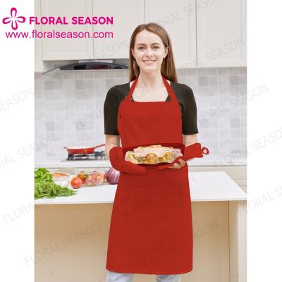 China Custom Drinks/Food Logo Printing Apron 100%cotton Fabric Solid Color Apron With Adjustable Straps for sale