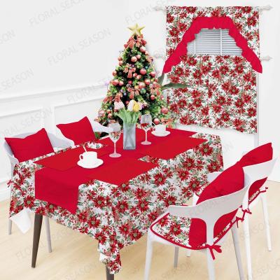 China Christmas New Year Print Waterproof Colorful Cotton Polyester Washable Tablecloth For Dining Room Restaurant Waterproof for sale