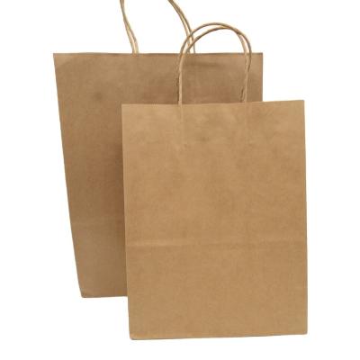 China High Quality Supermarket Biodegradable Grocery Materials Brown Packaging Tote Kraft Paper Bag With Recycled Vegetable Handle for sale