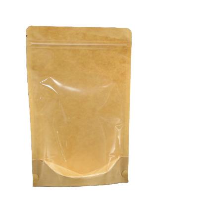 China 100pcs Recyclable White Kraft Paper Bags Zip Lock With Window Stand Up Bulk Pouches Resealable Packaging Bags For Tea Coffee Bean Candy for sale