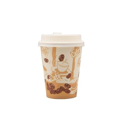 China 8oz 12oz 16oz Double Wall Paper Cup Disposable Eco-Friendly Biodegradable Disposable Takeaway Coffee Cup With Lids for sale