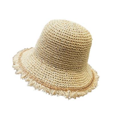 China Picture Ladies Fashion Bucket Hats Beach Paper Straw Hats For Women Plain Straw Hats for sale