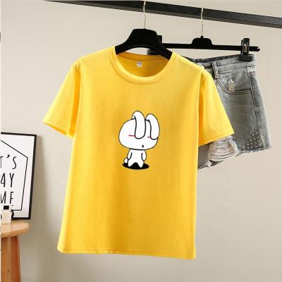 China Cute Sustainable Custom Embroidered 100% Short Sleeve Cotton Animals Printing T Shirt For Short Sleeved Women for sale