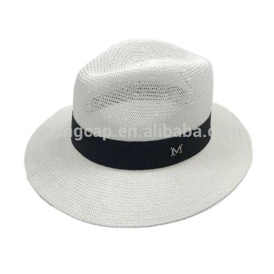 China Barred 2022 High Quality Fashion Outdoor Hats Promotional Straw Hat Ladies Jazz Straw Hats Ladies Casual Straw Hats for sale