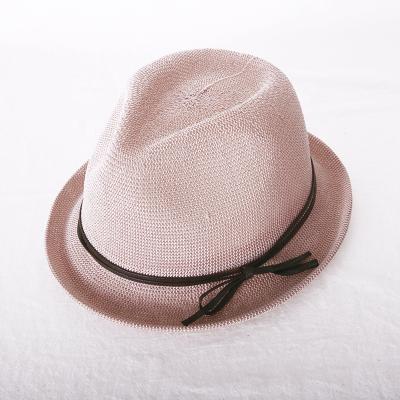 China Custom Straw Beach Hats Jazz Cap Paper Straw Hat Logo Strap Lightweight Fishing Hat Bow Lady Straw Hats for sale