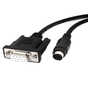 China Tablet 3 Meters RS232 DB9 Female To 8P Male Mini DIN PLC Programming Cable for sale