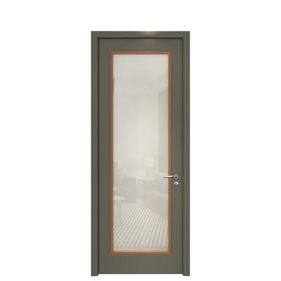 China Latest Design Modern High Quality Bathroom Panel Wood MDF And Frosted Glass Door Interior Door Part for sale