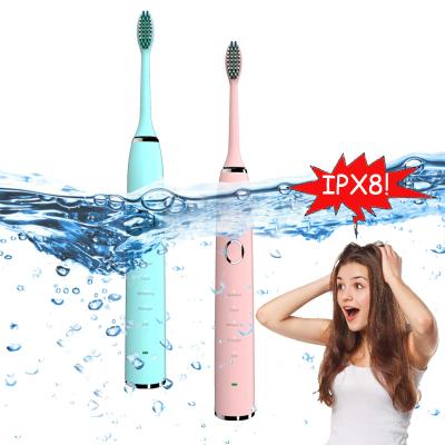 China Food Grade Dupont Nylon Stiffens 5 Speed ​​100 Degrees Silent Waterproof Sonic Electric Toothbrush Automatic 360 Days Battery Life IPX8 for sale