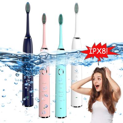 China Food Grade Dupont Nylon Stiffens Waterproof 5 Speed ​​100 Days Battery Life IPX8 Vibration Quiet DC Motor Electric Toothbrush for sale