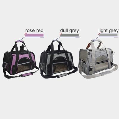 China Viable Airline Approved Color Logo Foldable Portable Soft Pet Carrier Custom Dog Cat Travel Bag for sale