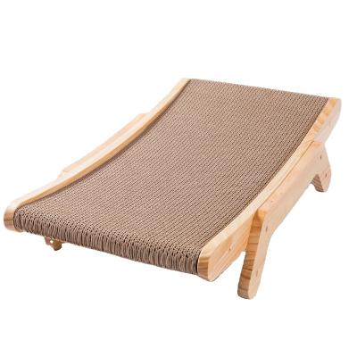 China Sustainable Cat Scratcher Cardboard, Cat Scratching Pad with Wooden Frame for Furniture Protection, Cat Scratcher Lounge Bed for Indoor Cats for sale