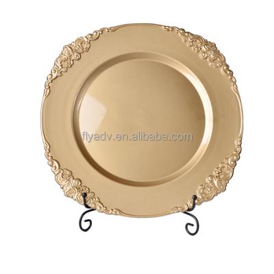 China Viable Disposable Antique Gold Charger Glass Dish For With Gold Home Decoration for sale