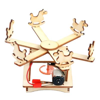 China DIY Toys Teaching Toys DIY Toy Wooden Model Carousel Scientific Experiment Kit STEM Exquisite Handmade Toys for sale