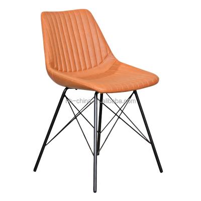 China AFFORDABLE Single Leg Backrest Metal Cafe Leather Chair for sale