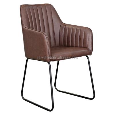 China AFFORDABLE High Backs Retro Bistro Leather Armchair With Metal Leg for sale