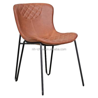 China AFFORDABLE New Design Ergonomic Lazy Leisure Leather Dining Chair for sale