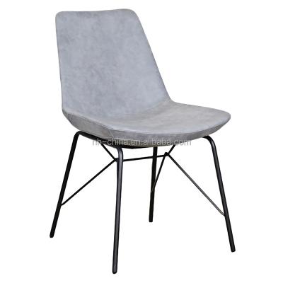 China AFFORDABLE Contemporary Gray Leather Luxury Dining Chair With Steel Leg for sale