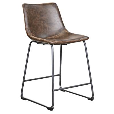 China Industrial Style Leather Counter Height Vintage Antique Breakfast Bar Stools for sale