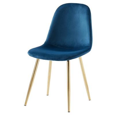 China AFFORDABLE Modern Simple Design Upholstered Navy Blue Velvet Dining Chair With Gold Leg for sale