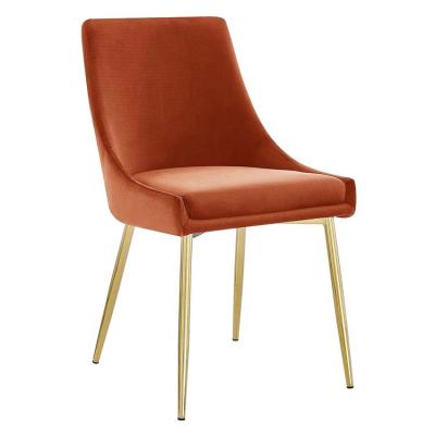 China AFFORDABLE Contemporary Comfortable Gold Metal Leg Upholstered Velvet Fabric Dining Chair for sale