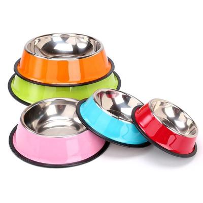 China 10oz - 50oz Volume Non Slip Pet Feeder Powder Coated Stainless Steel Dog Food Bowl for sale