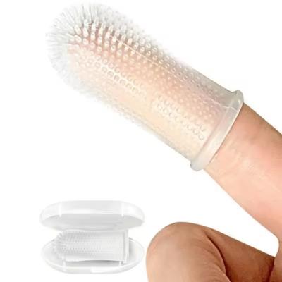 China Soft Silicone Pet Toothbrush Easy Cleaning Dog Finger Toothbrush for sale